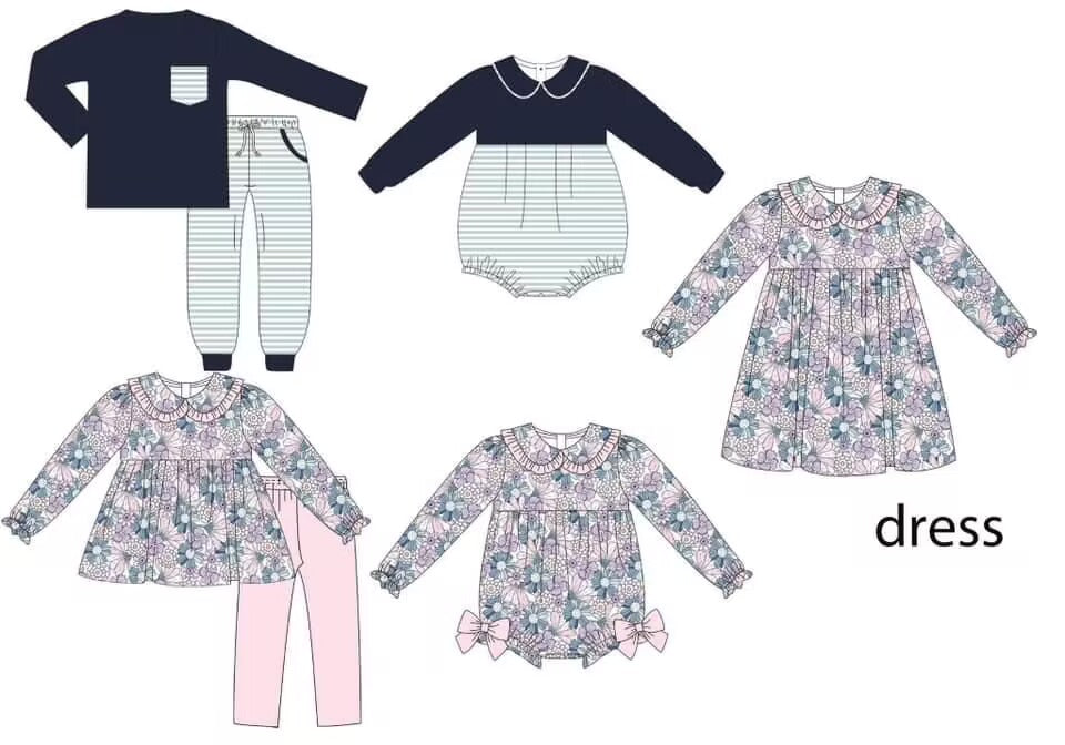 Custom moq 3 MIX SIZE eta 7/8week moq 5 eta /4/5week Boys and girls t suits & rompers & skirts mixed suits