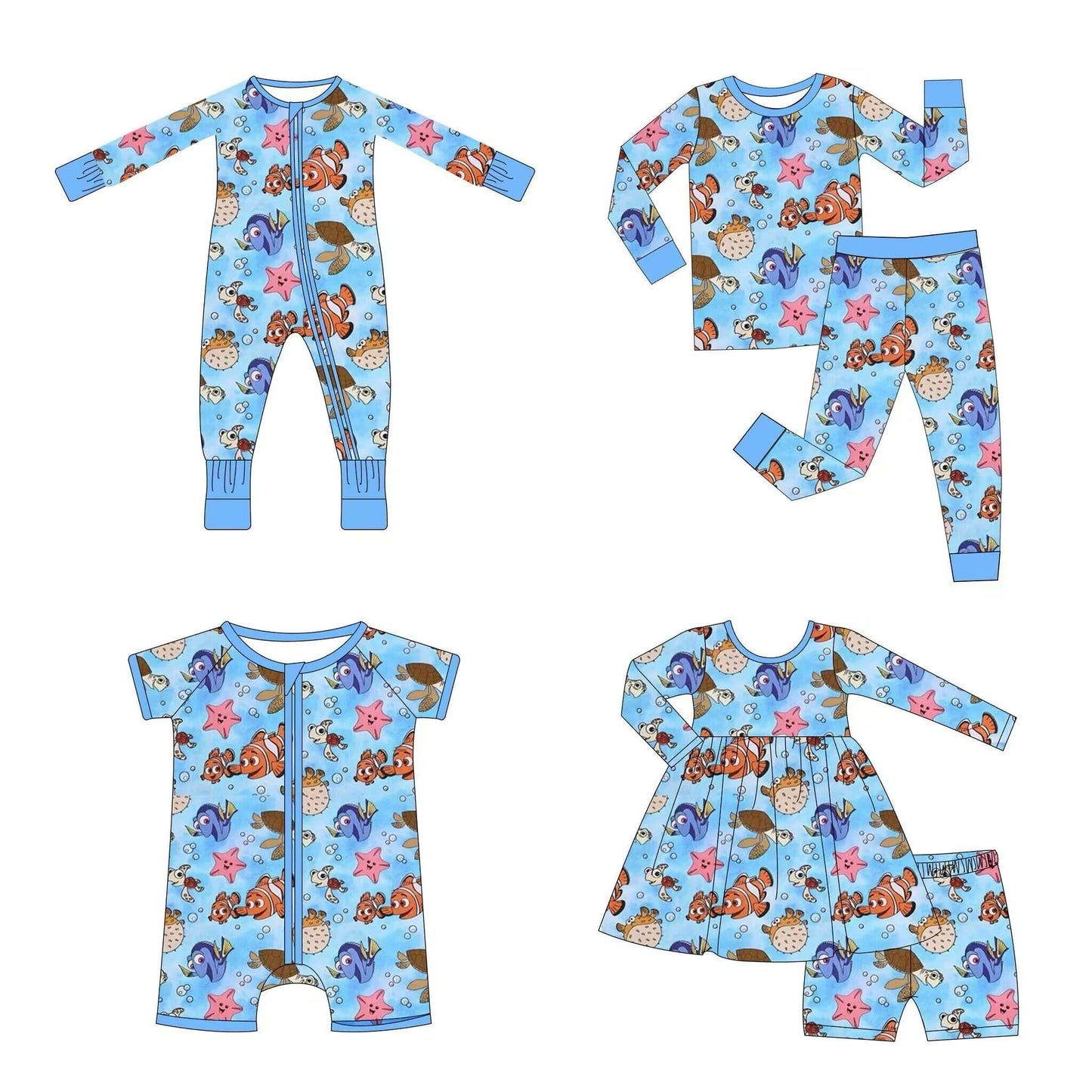 Custom moq 3 each mix size eta 6-8weeks Ocean Animal Print Sky Blue Tie-Dye Mixed Set