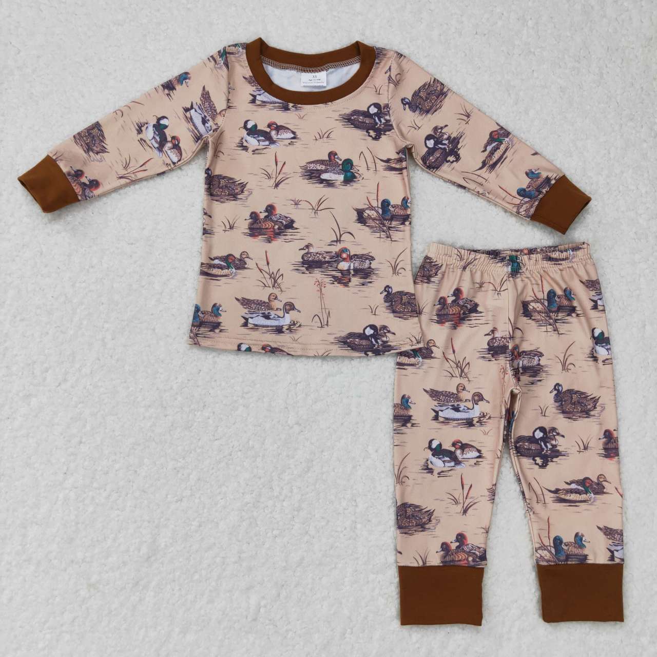 RTS NO MOQ(In Stock) Yuanyang Mallard Brown Long Sleeve Pants Suit
