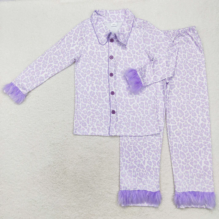 RTS NO MOQ Adult Women 5 Colors Button Up Top Pants Fur Pajamas