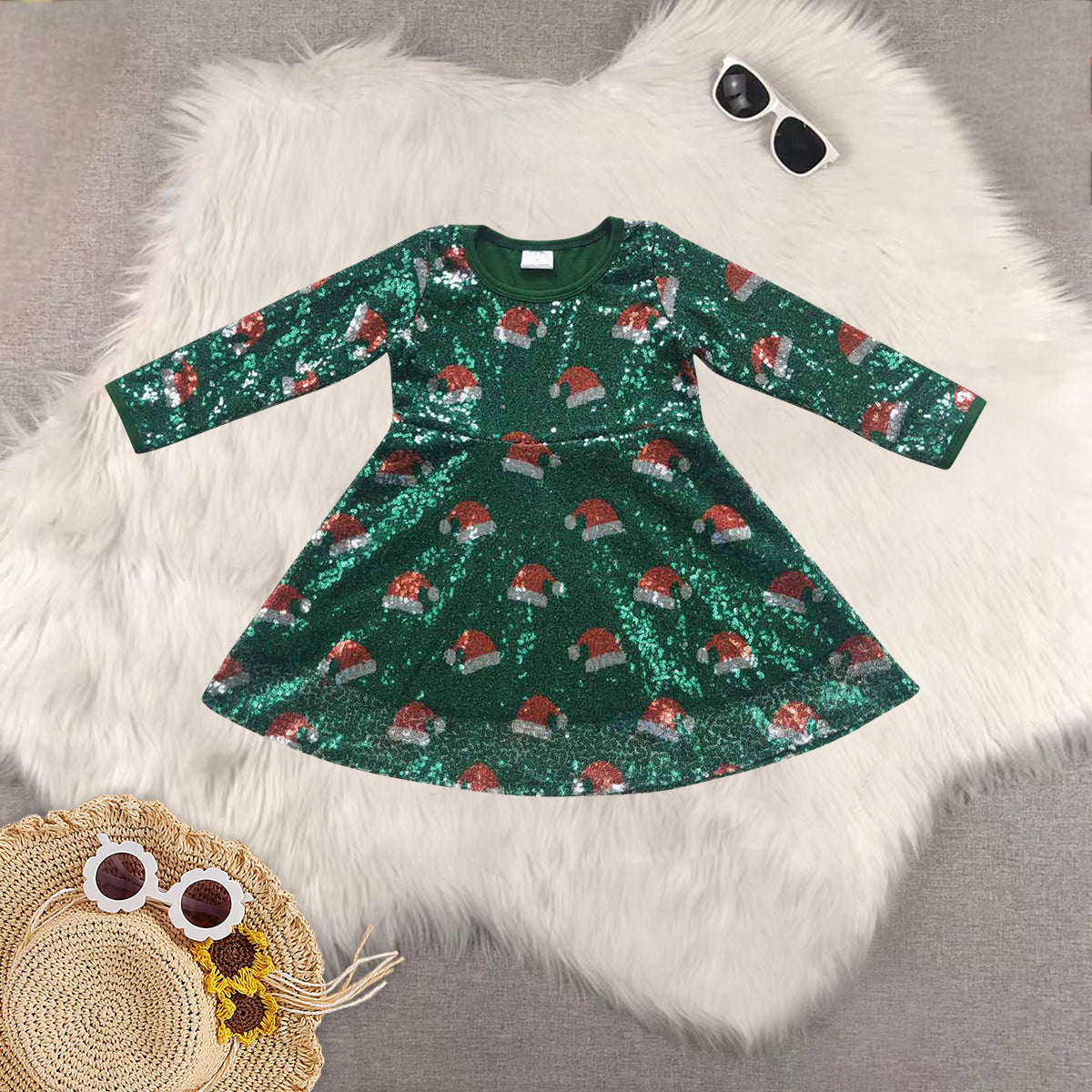 RTS NO MOQ Sibling baby girls clothes pumpkin long-sleeved dresses