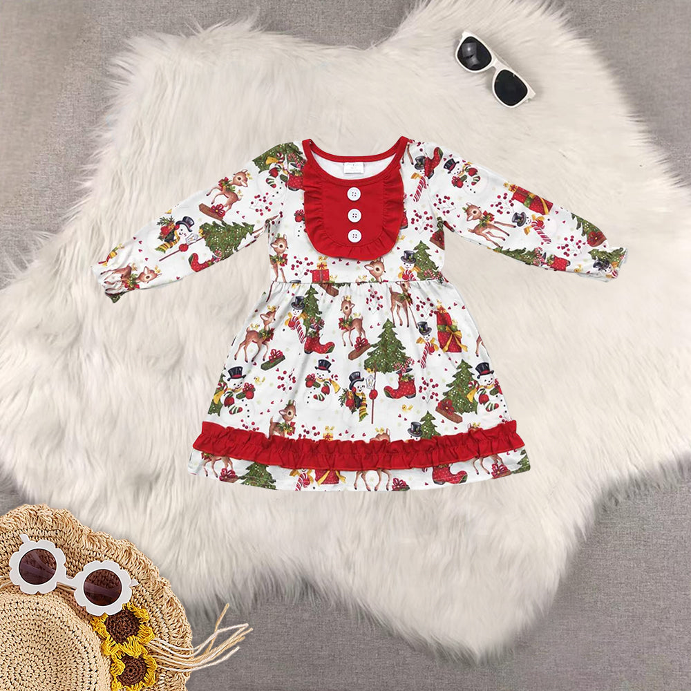 RTS NO MOQ Sibling Baby girl clothes Christmas long-sleeved trousers suit and dress