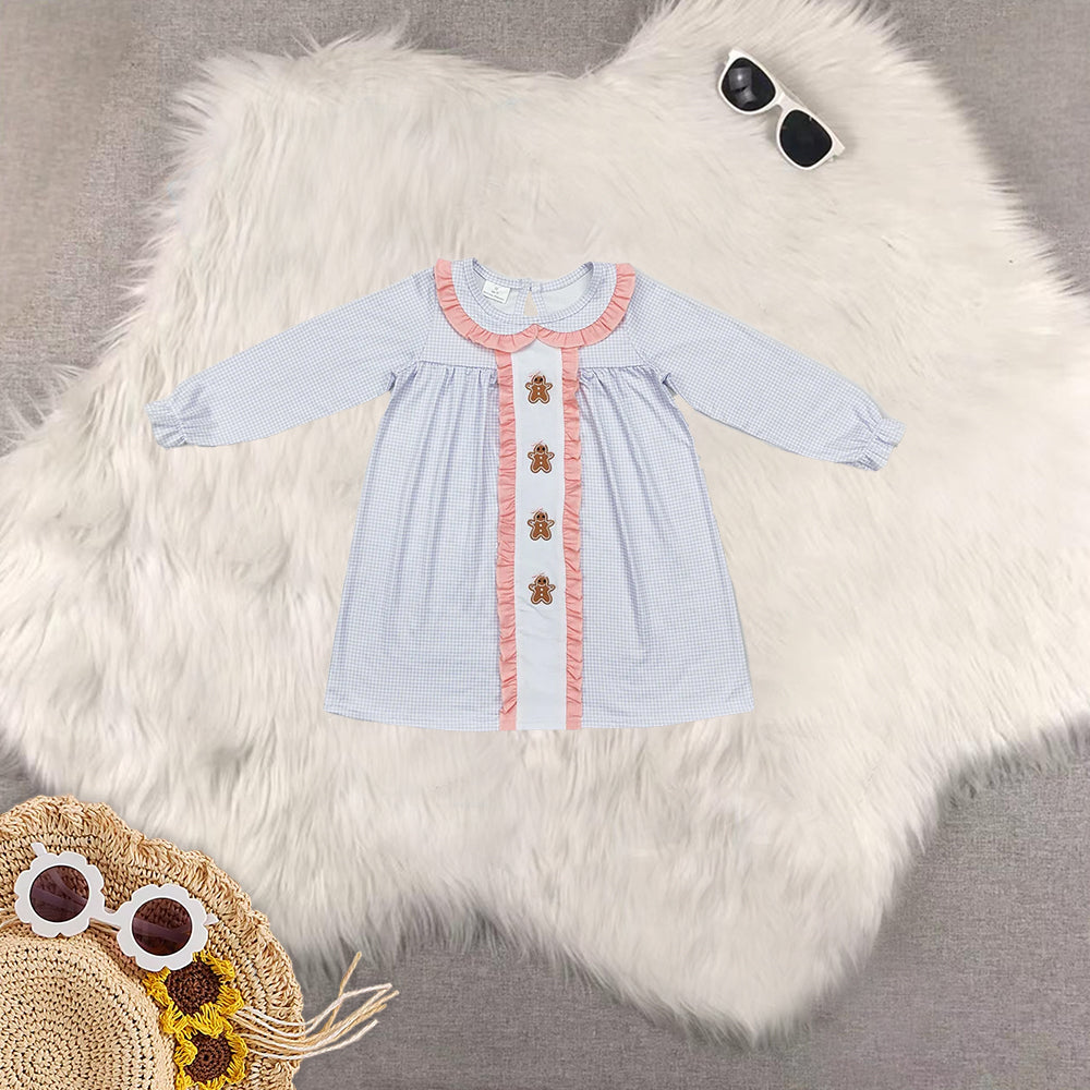 RTS NO MOQ Sibling baby girls clothes Christmas embroidery long-sleeved trousers suit & dress