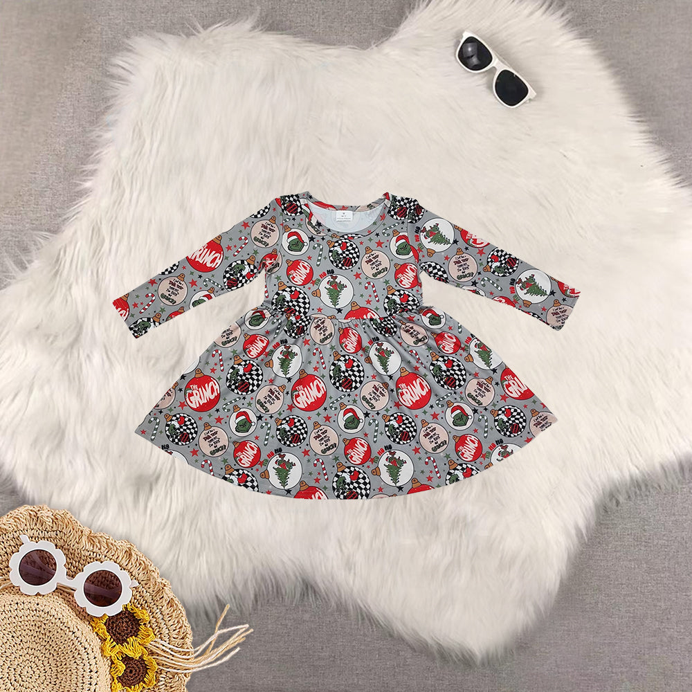 RTS Sibling baby girls clothes Christmas long Sleeve dresses