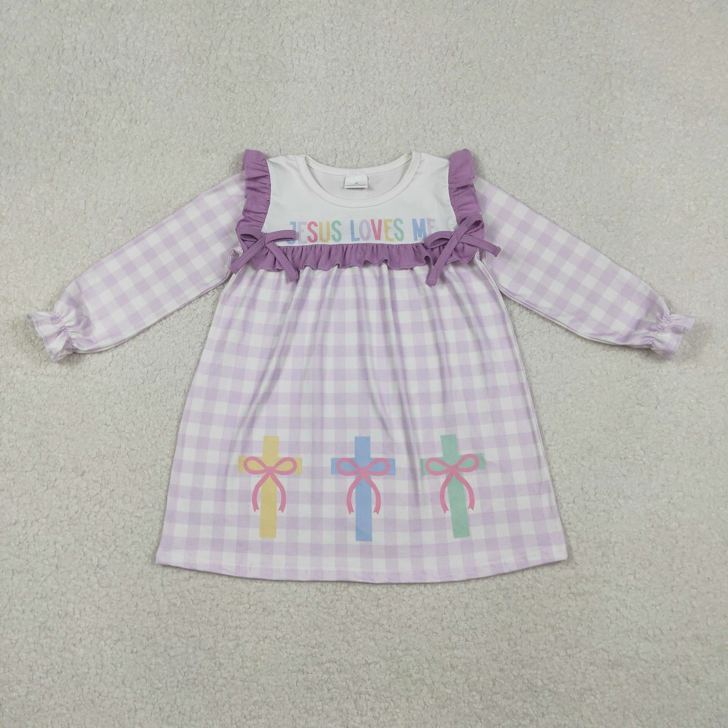12/18m-7/8t RTS NO MOQ Sibling baby girl clothes easter bow long sleeve romper & dress