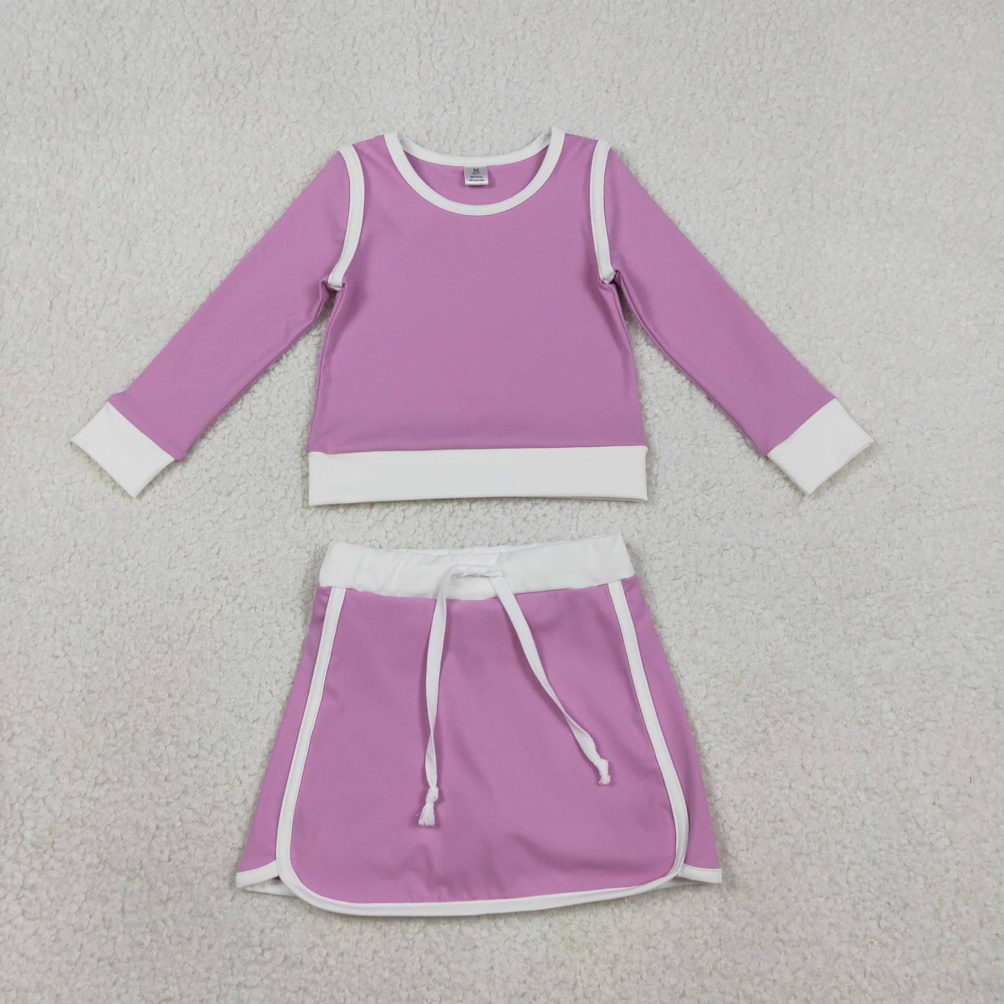RTS NO MOQ Sibling Baby Girls' Long Sleeve Top Skirt Shorts Set Active Yoga Clothes Outfit for Toddlers Girls