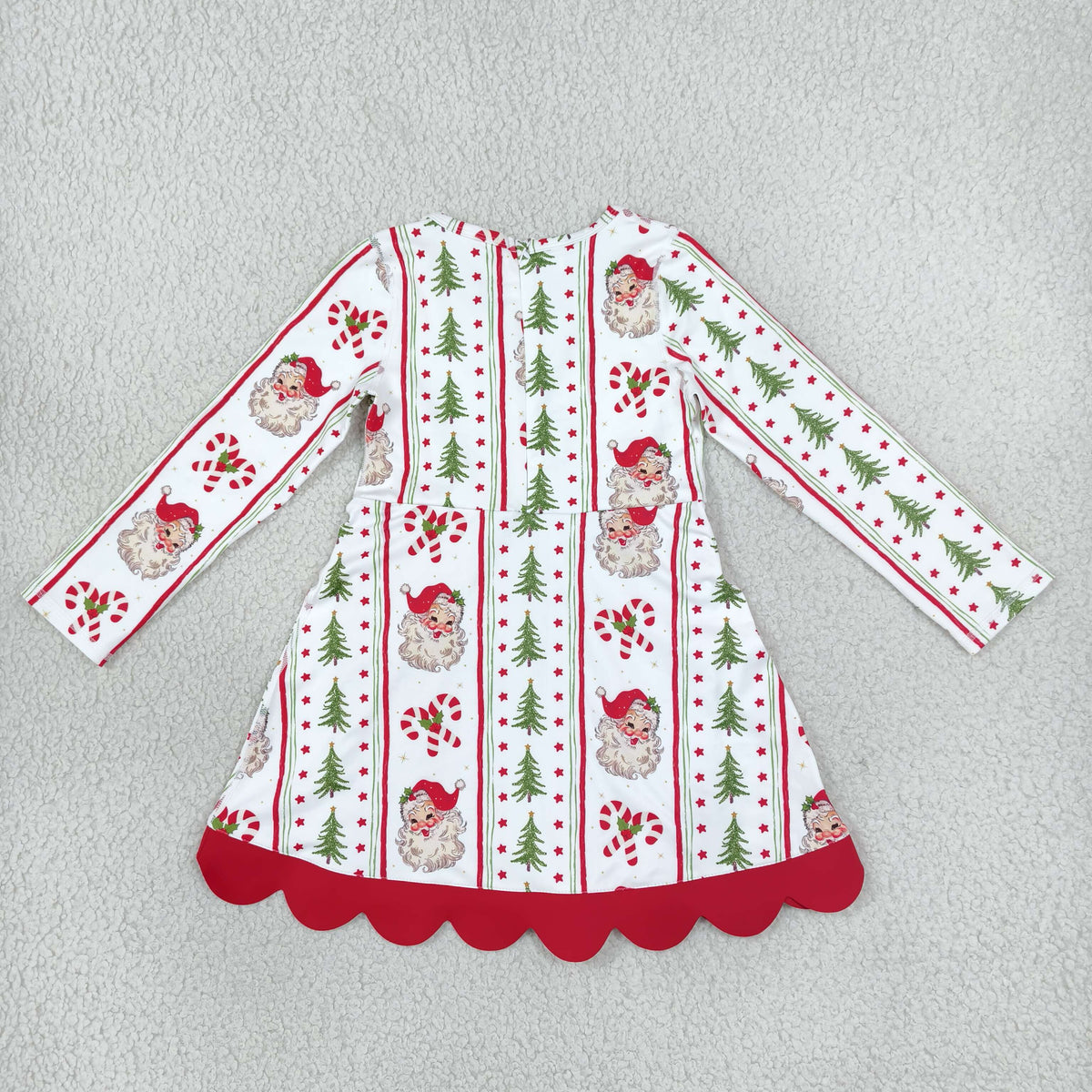 NEW RTS NO MOQ yoga fabric GLD1650 Baby Girls Santa Candy Cane Bows Scallop Hem Christmas Yoga Active Short Dress