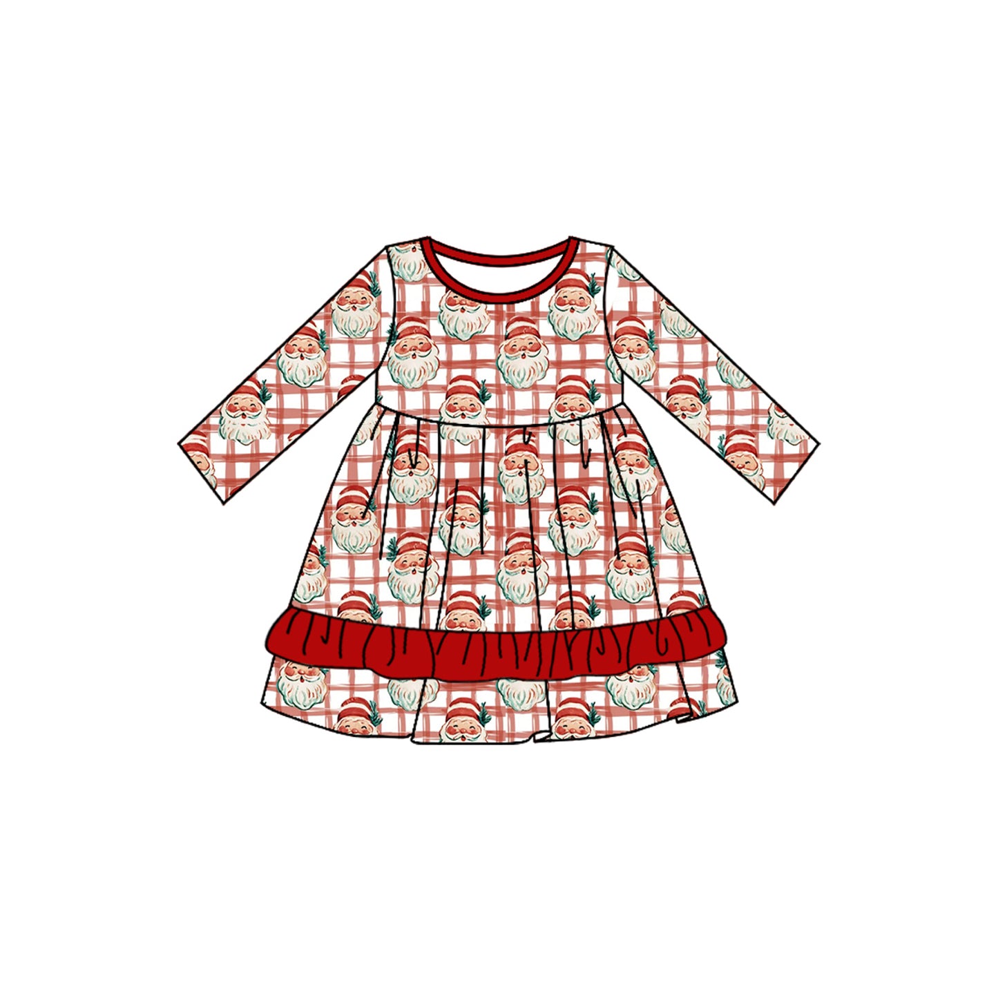 (Preorder new) No moq Kids Santa Claus Checked Print Long Sleeve Top Pant Christmas Pajama Set Dress Blankets Adult Pants