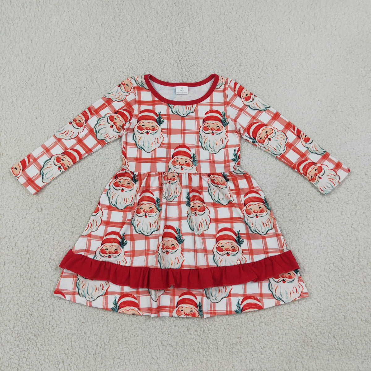 RTS NO MOQ Sibling milk silk Girls Red Plaid Santa Print Christmas Pajamas Dress And Minky Blanket Matching Family Holiday Outfit Set
