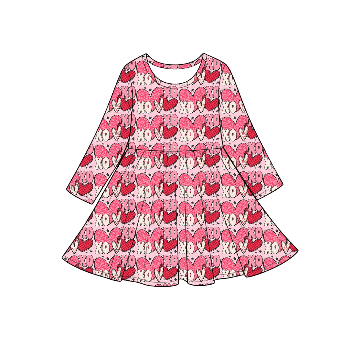 (Preorder new) No moq Baby Girls Heart Print Ruffle Long Sleeve Top And Flare Pant Valentines Set Romper Dress