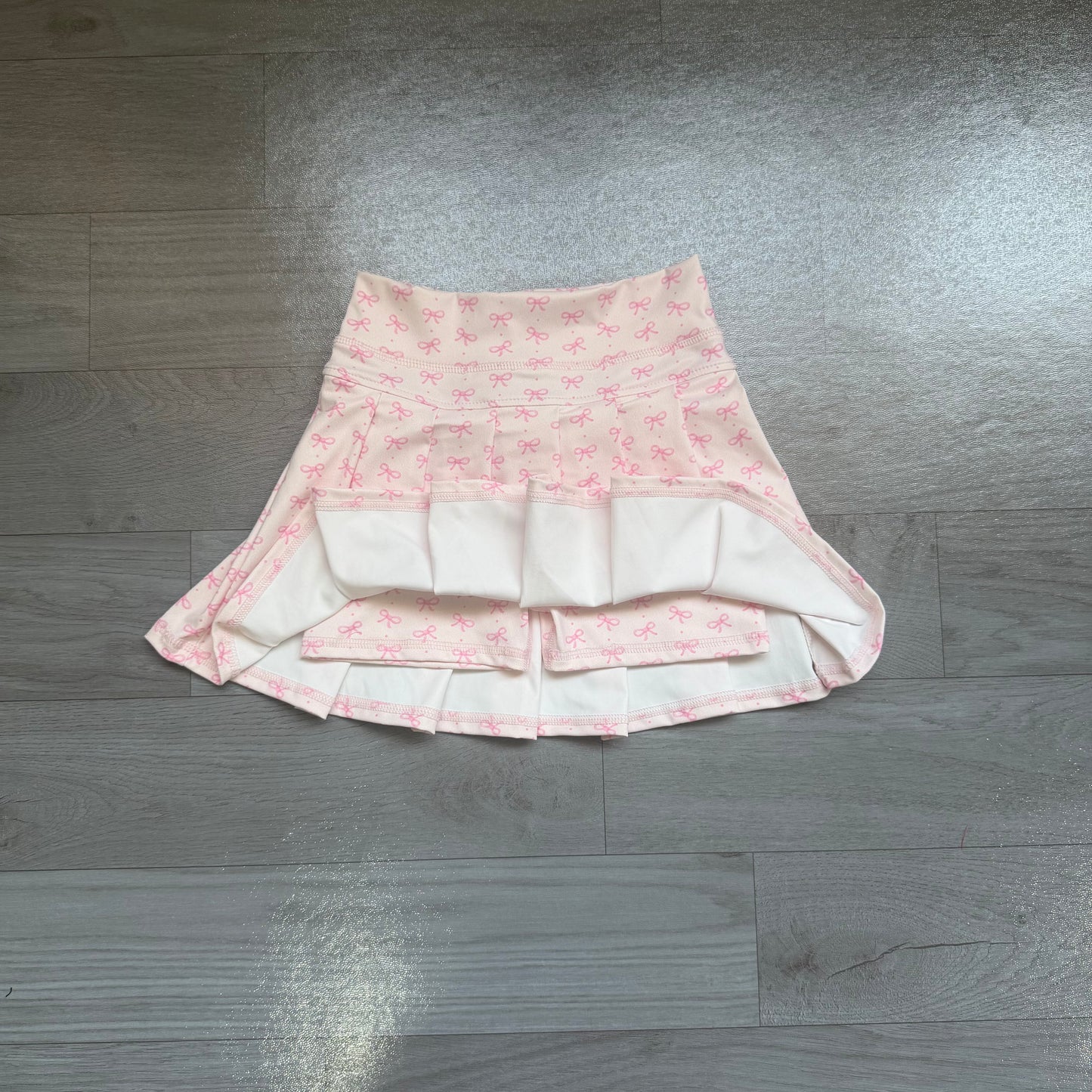(Sample) No moq yoga fabric cotton GLK0305 Yoga Baby Girls Pink Bow Polka Dot Print Yoga Active Pleated Skort Shorts Bottom