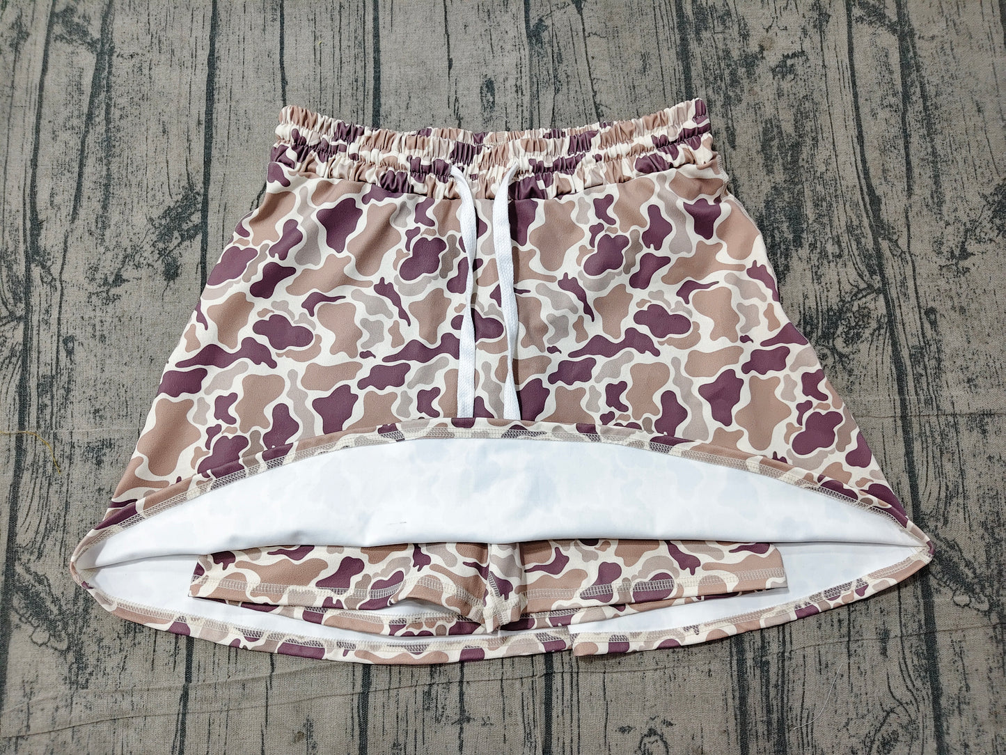 (Sample) No moq GLK0314 Yoga Adult Women Khaki Camo Skort Short Bottom Sports Active Bottom
