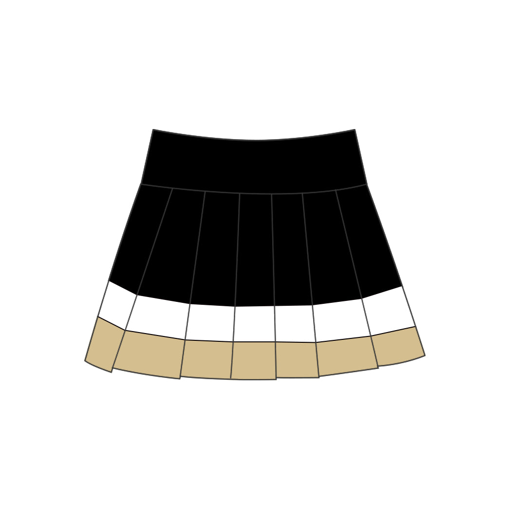 (Preorder new) No moq GLK0318 Yoga Baby Girls Black Gold Stripes Pleated Skort Yoga Bottoms