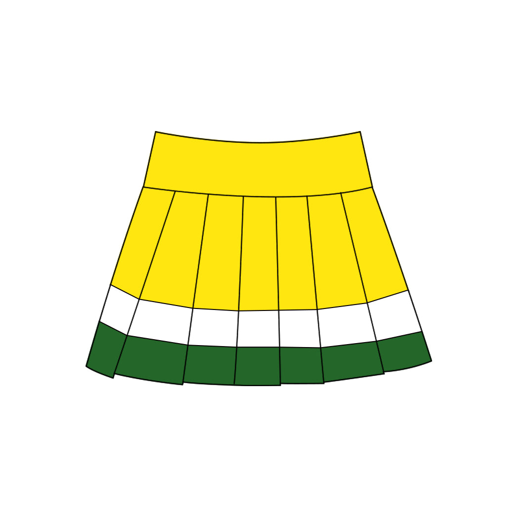 (Preorder new) No moq GLK0319 Yoga Baby Girls Yellow Green Stripes Pleated Skort Yoga Bottoms