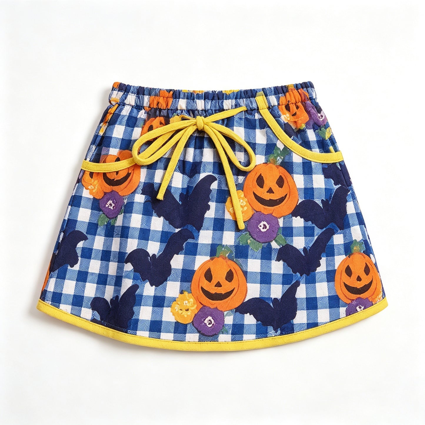 (Preorder new) No moq GLK0333 Yoga Baby Girls Ghost Pumpkin Bat Halloween Print Pocket Short Yoga Skort Athletic Casual Bottoms