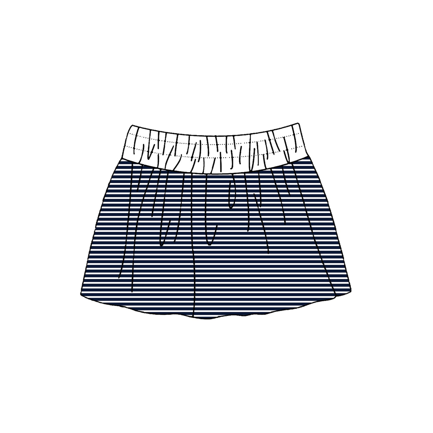 (Preorder new) No moq Yoga Baby Girls Striped Skort White Elastic Waistband Drawstring Casual Skirt