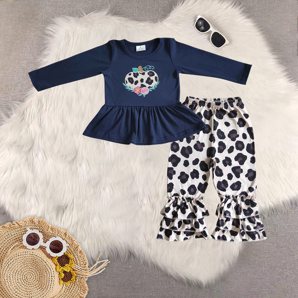 RTS Sibling baby girls clothes halloween embroidery long Sleeve pants sets and short sleeve pants sets