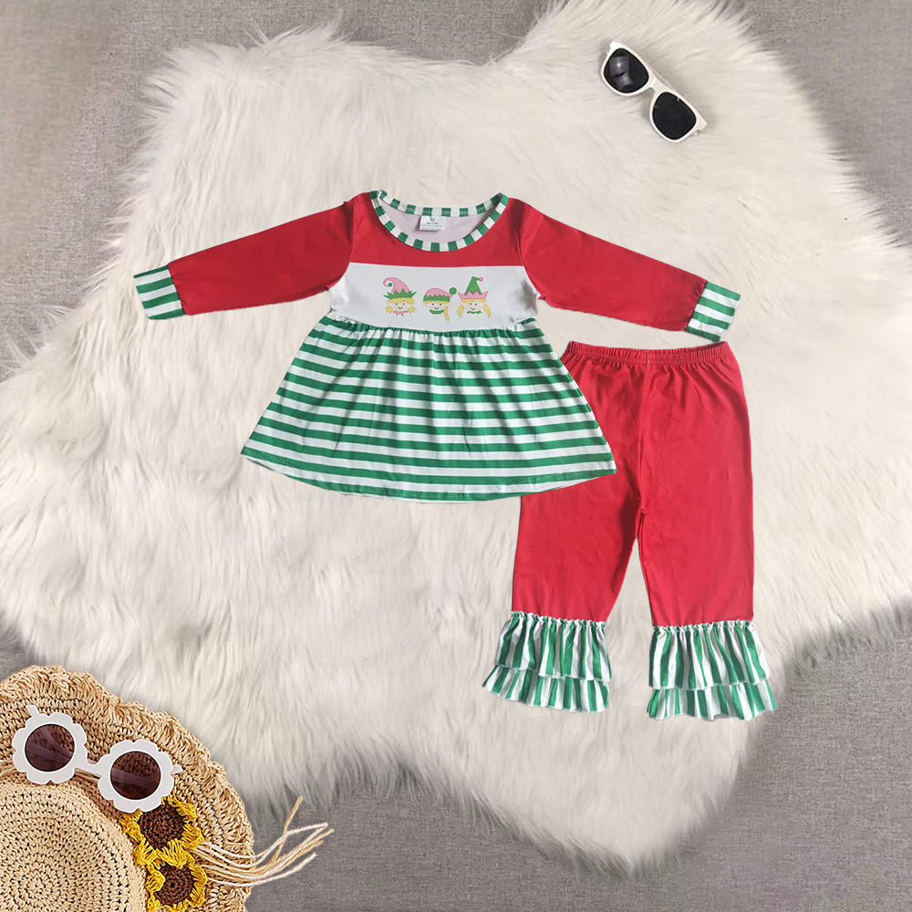 RTS NO MOQ Sibling baby girls boys clothes Christmas long-sleeved trousers suit