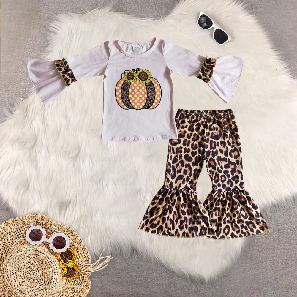 RTS NO MOQ Sibling baby girls clothes embroidery halloween long-sleeved trousers suit