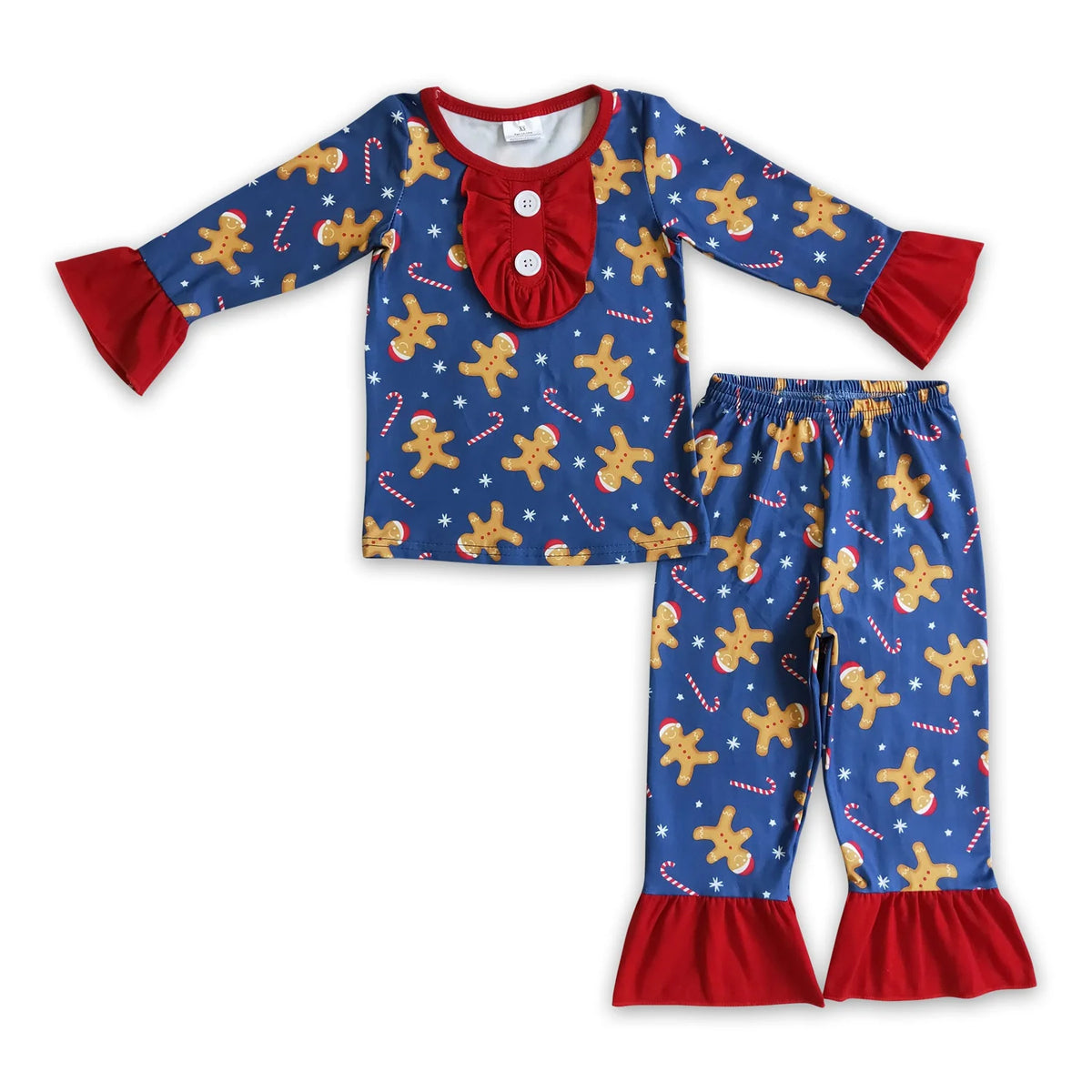 RTS NO MOQ Sibling baby girl boys clothes Christmas Cookie Bear Long Sleeve Long Pants Pajama Sets