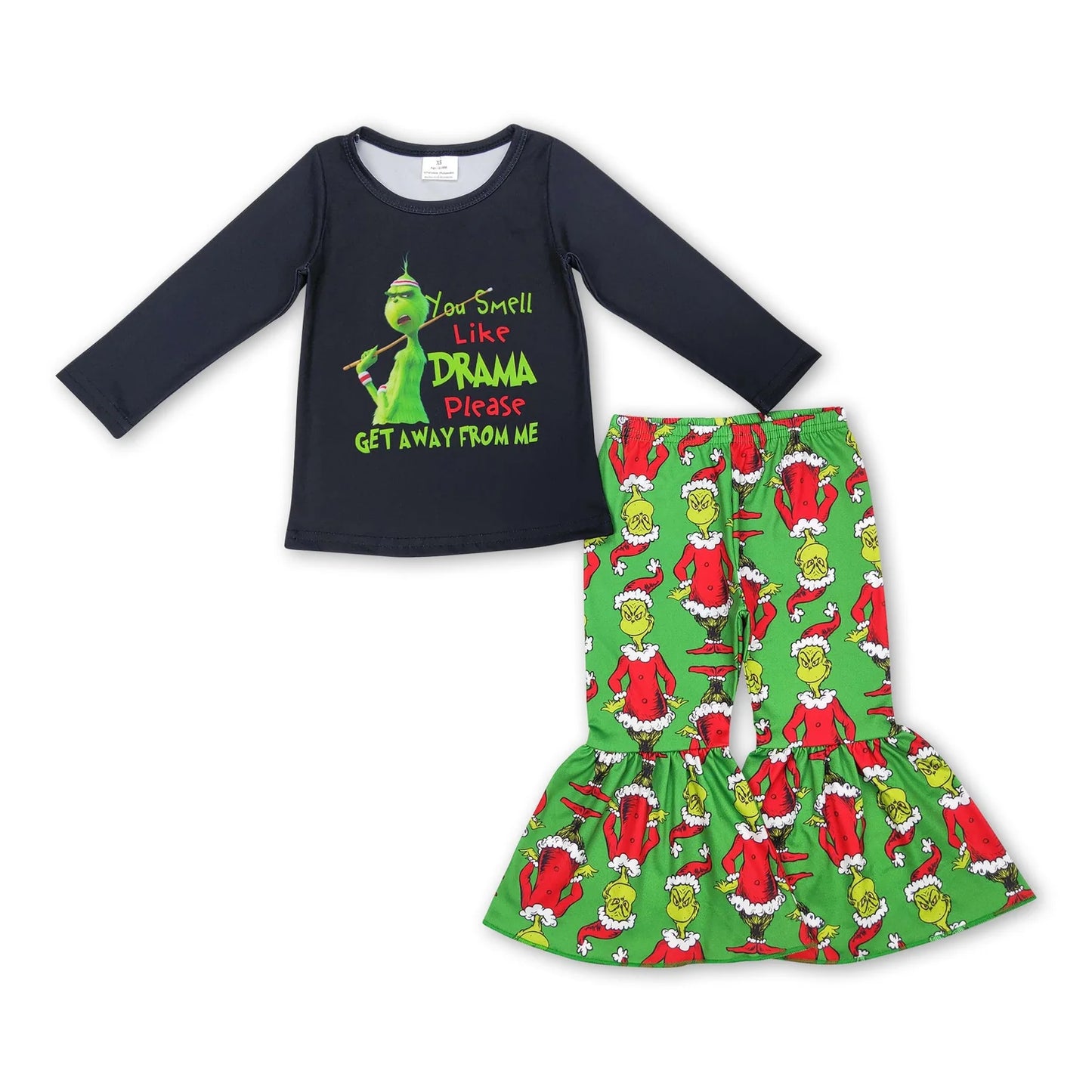 RTS NO MOQ Sibling milk silk Baby Girls Long Sleeve Top Bell Bottom Pants Clothes Set