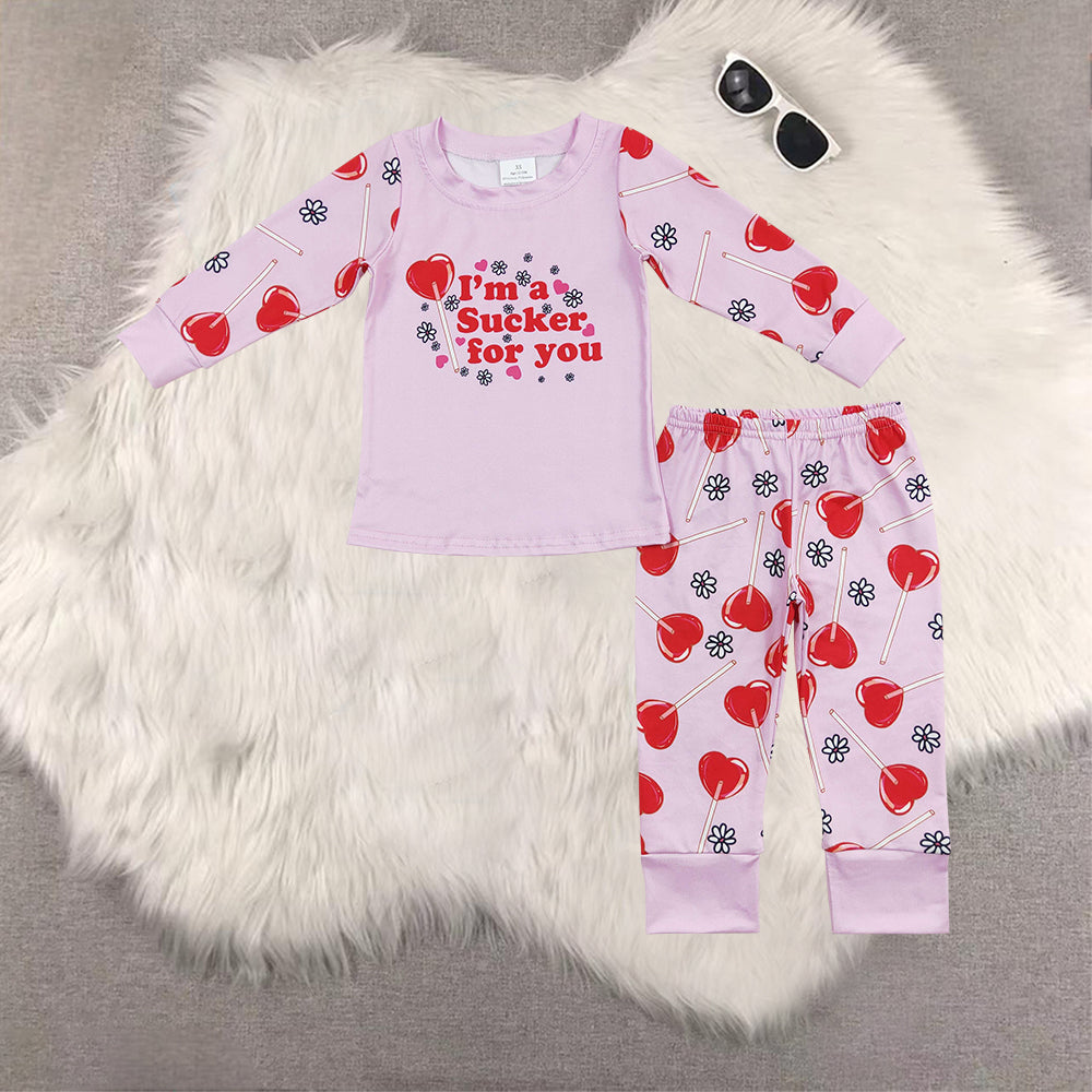 RTS NO MOQ Sibling Baby girls Clothes Valentine long-sleeved pants sets