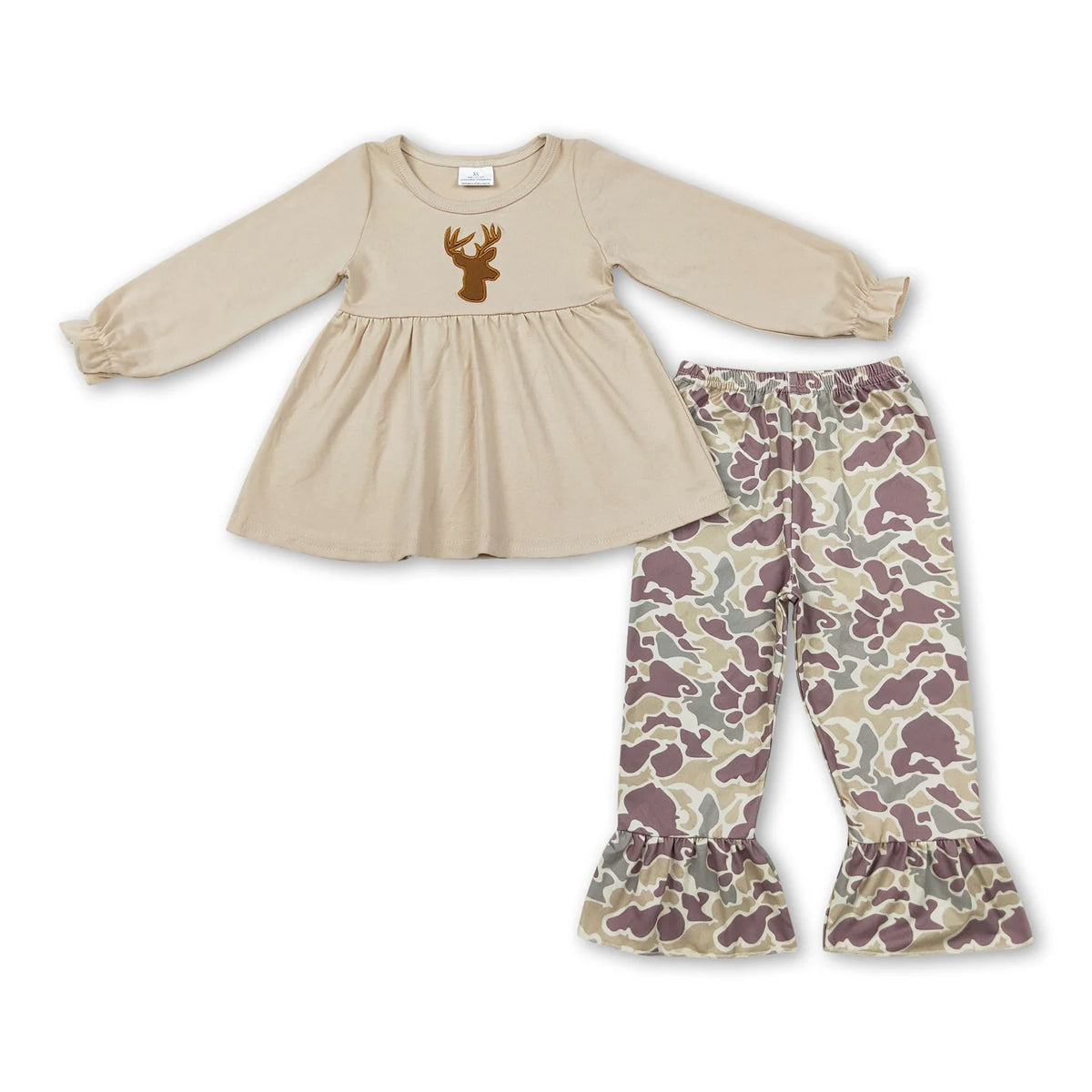 RTS NO MOQ Sibling baby girls boys clothes embroidery deer head Christmas long-sleeved suits