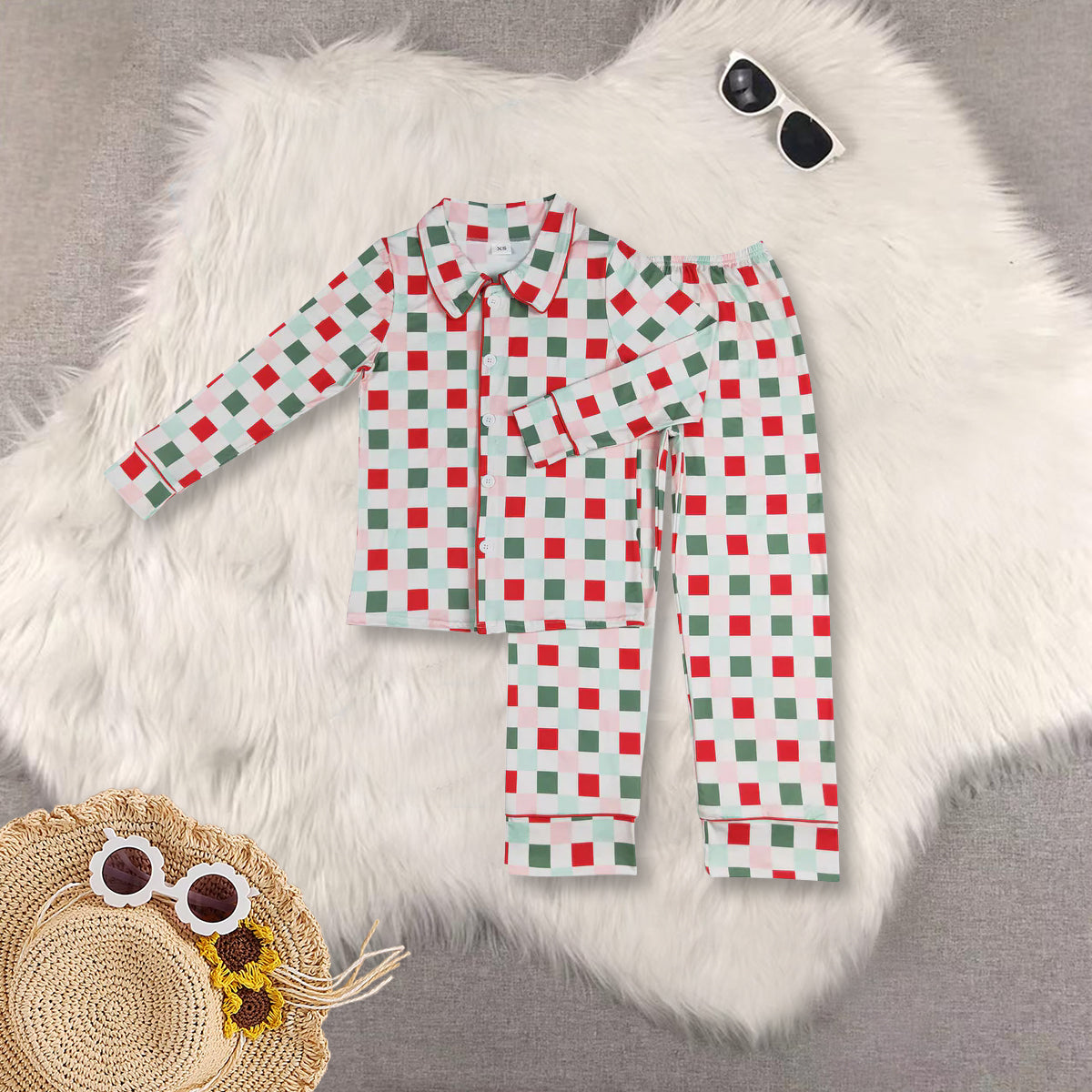 RTS NO MOQ Sibling baby Girls plaid long sleeve pants sets and rompers and adult set Clothes