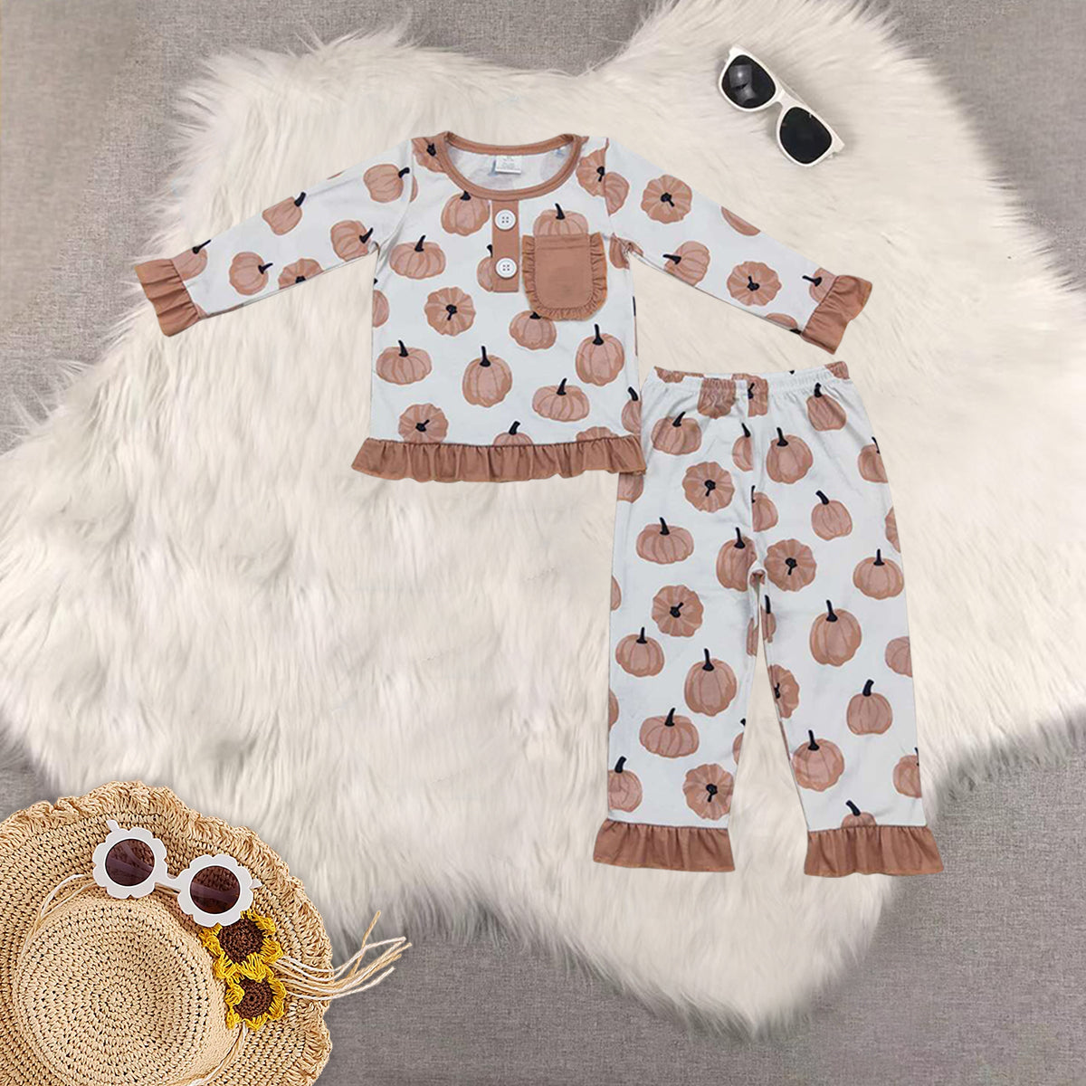 RTS NO MOQ Sibling Baby Girls halloween Long Sleeve Pants Sets