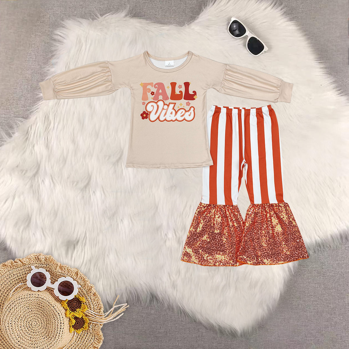 RTS NO MOQ Sibling Baby Girls halloween Long Sleeve Pants Set