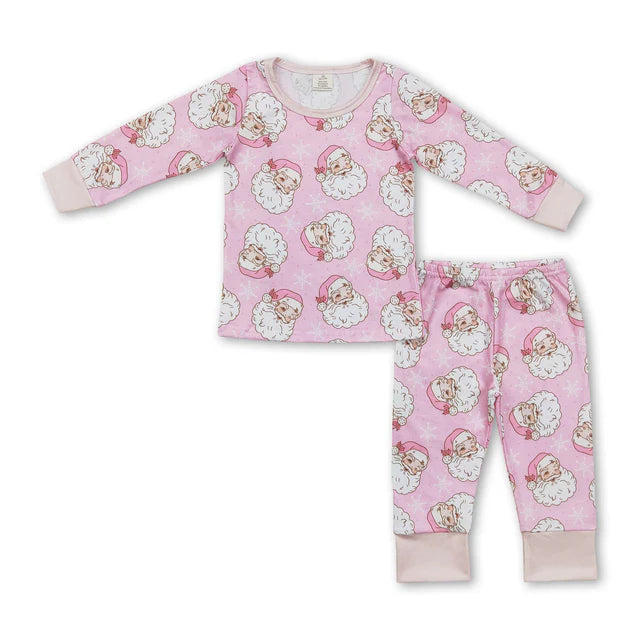 RTS Sibling Baby Girls Santa Claus Christmas Pants Pajamas Sets