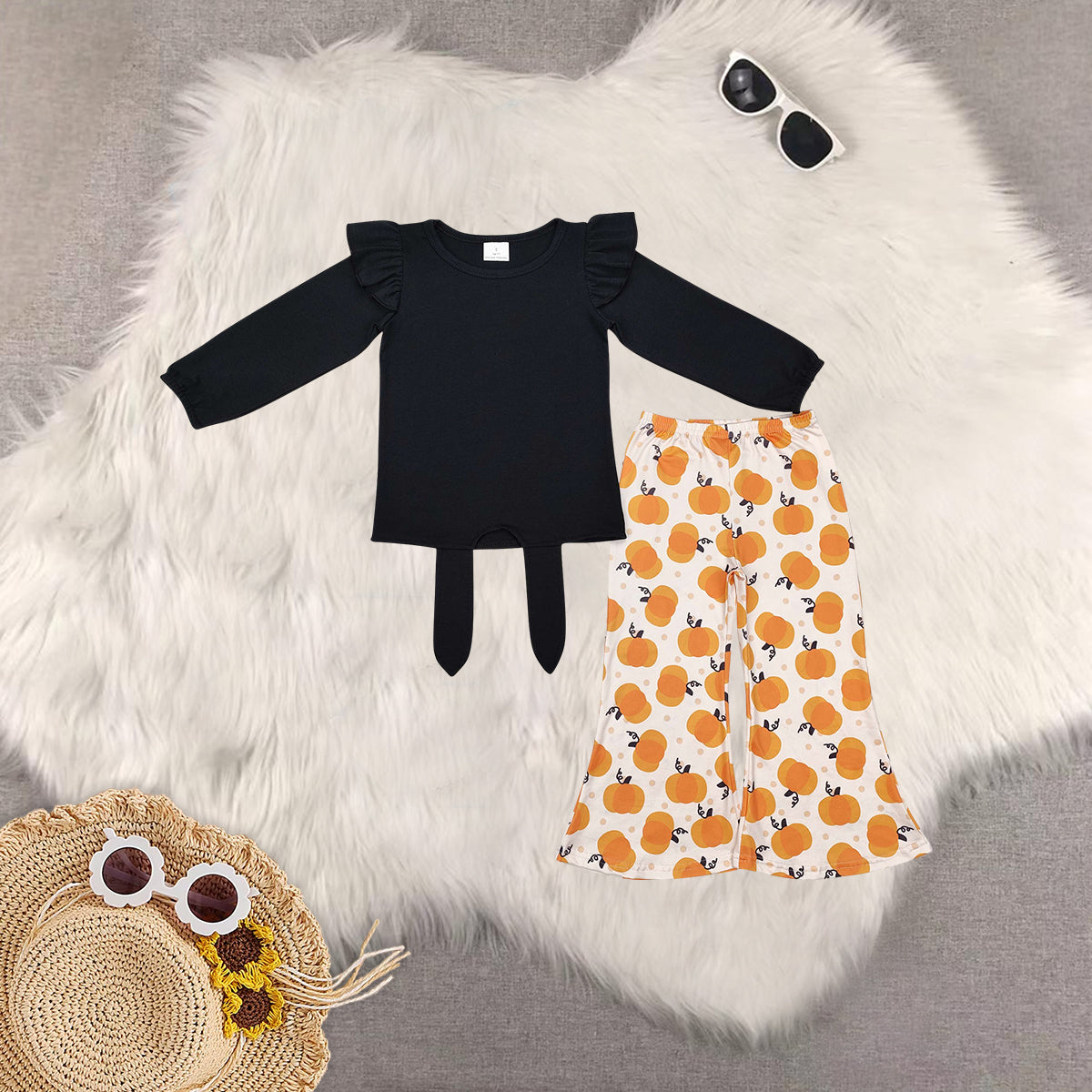 RTS NO MOQ Sibling Baby Girls halloween Long Sleeve Pants Set