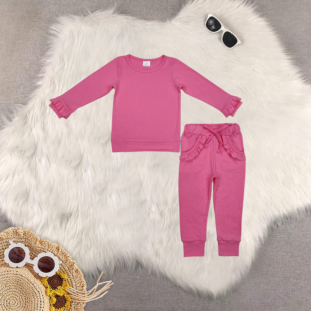 RTS NO MOQ Sibling Baby Girls Long Sleeve Pants Set and short sleeve pants sets