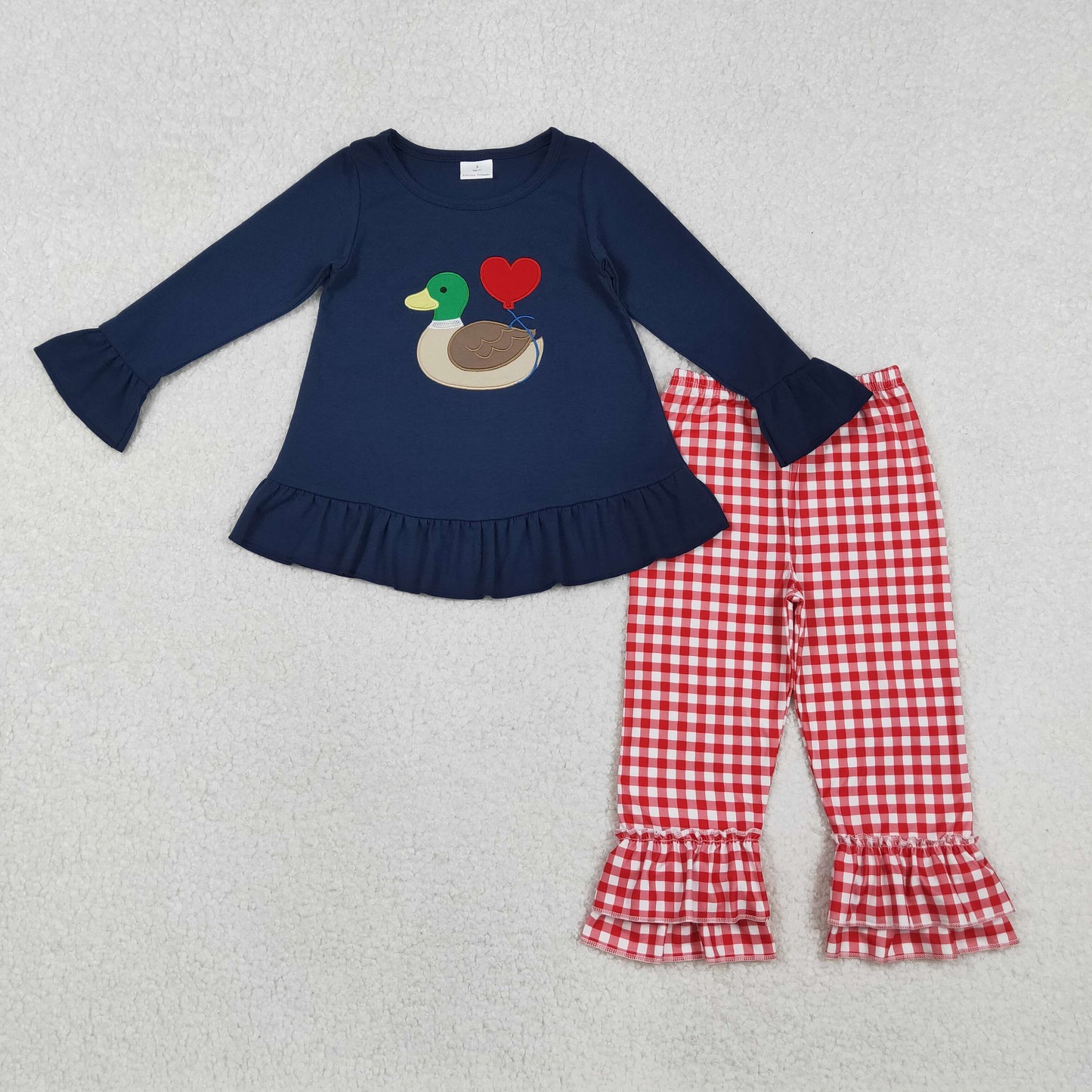 RTS NO MOQ Sibling baby boy girl clothes valentine embroidery love Long Sleeve Pants Sets