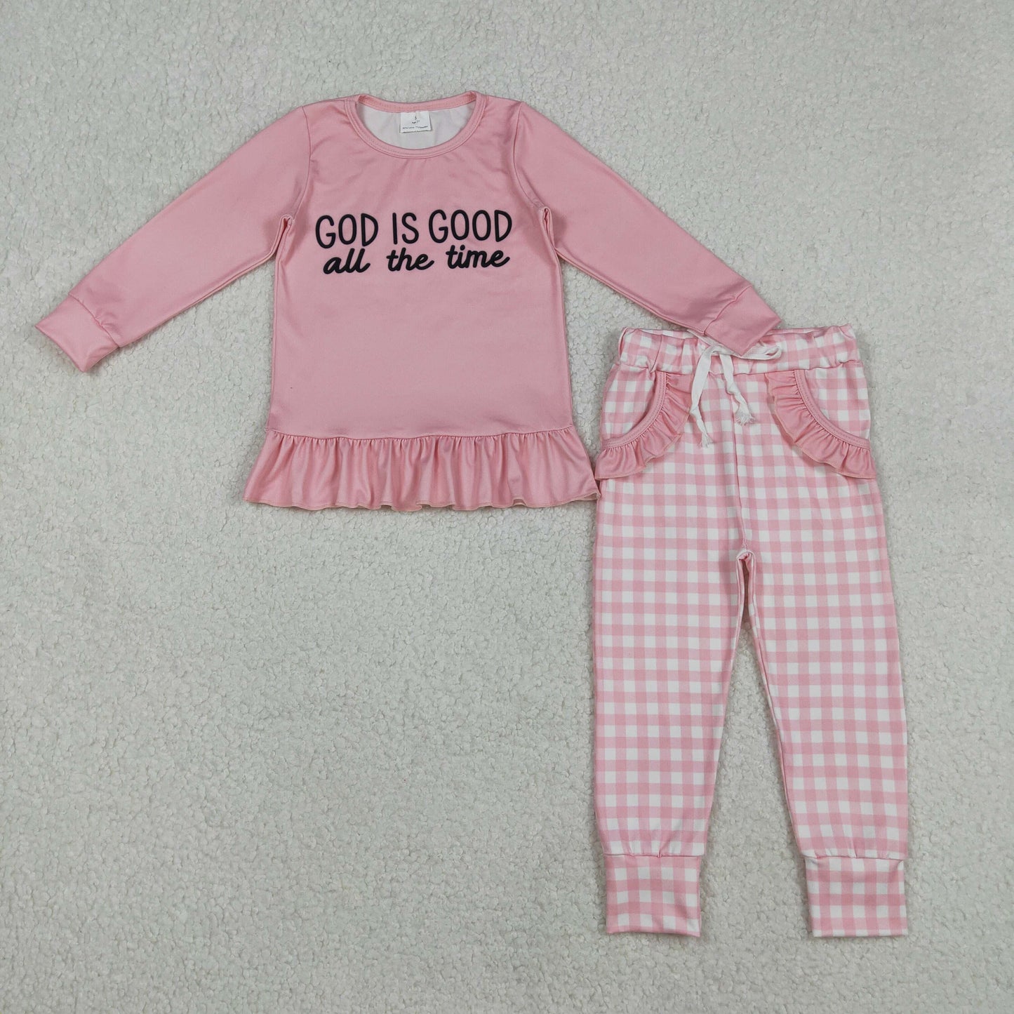 RTS NO MOQ Sibling baby girl boys clothes GOD long-sleeved pants sets