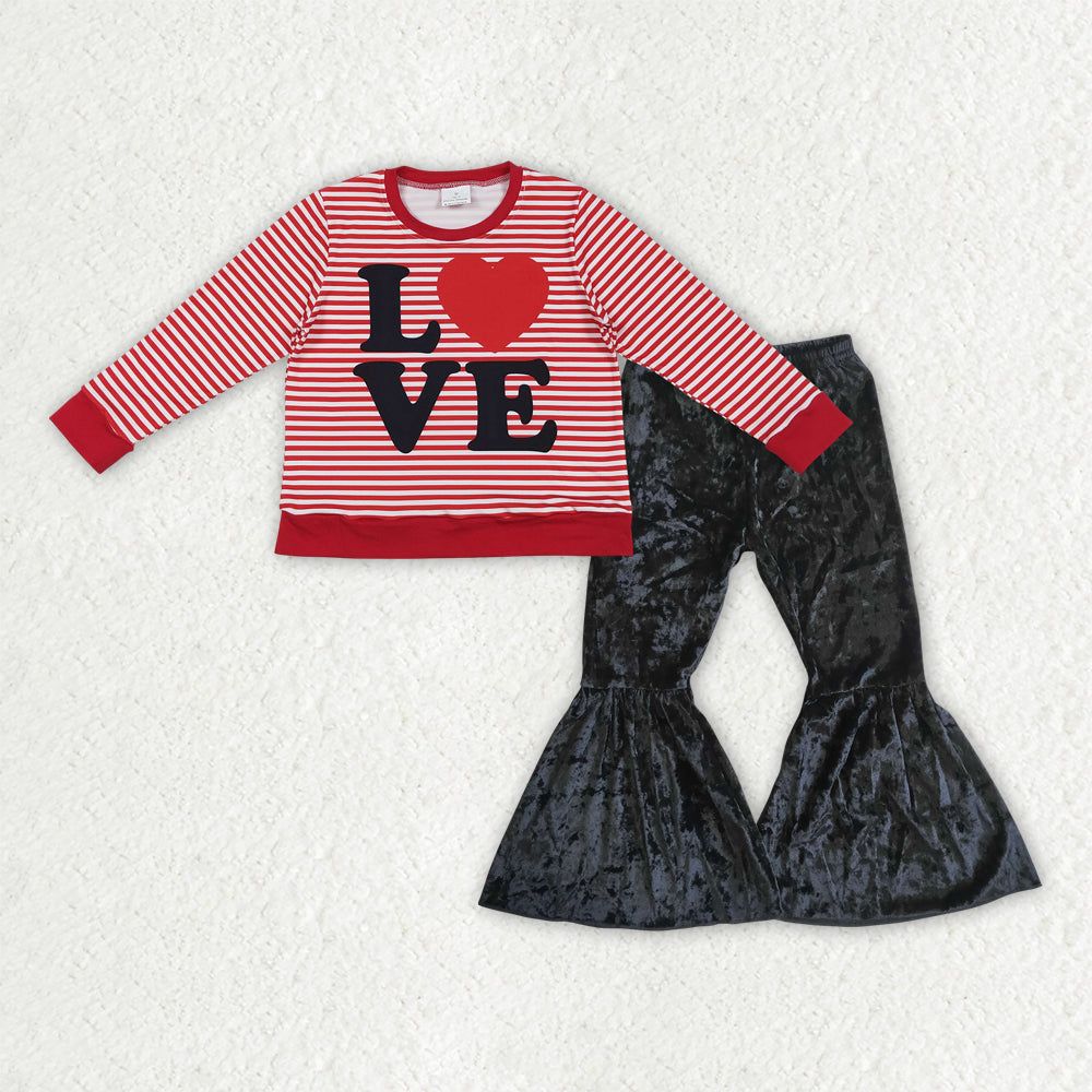 12/18m-7/8t RTS NO MOQ(In Stock) GLP3082 love long-sleeved black pants set-GT1235+C3-12
