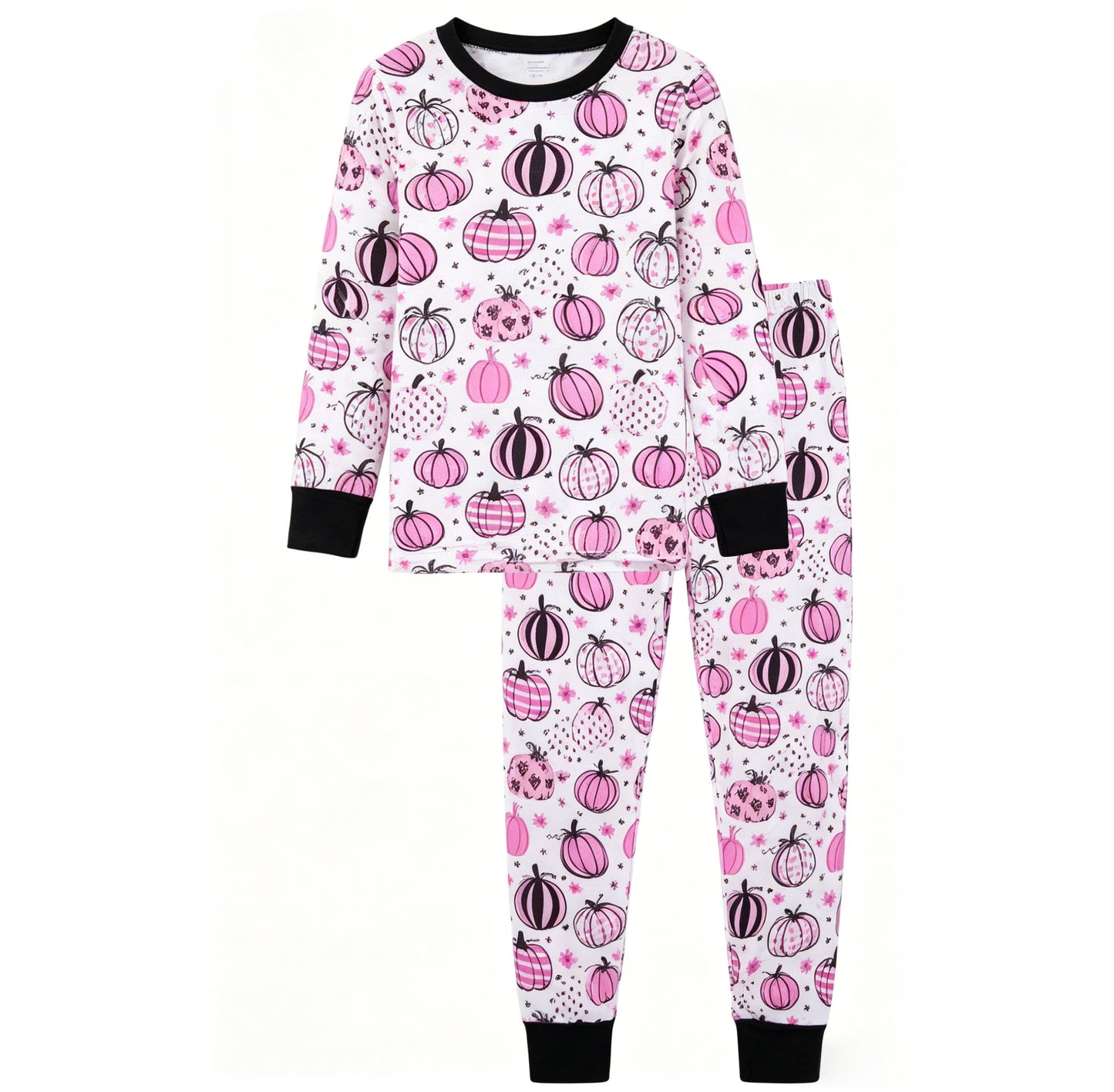 (Pre Order) No moq GLP3357 Baby Girls Fall Floral Pumpkin Top Pant Casual Pajamas Set