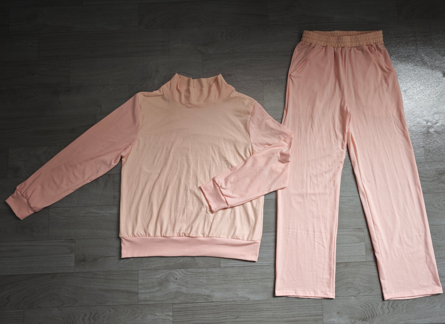 (Sample) No moq cotton GLP3415 Adult Women Light Pink Long Sleeve Top And Flare Pant Fall Pajamas Set