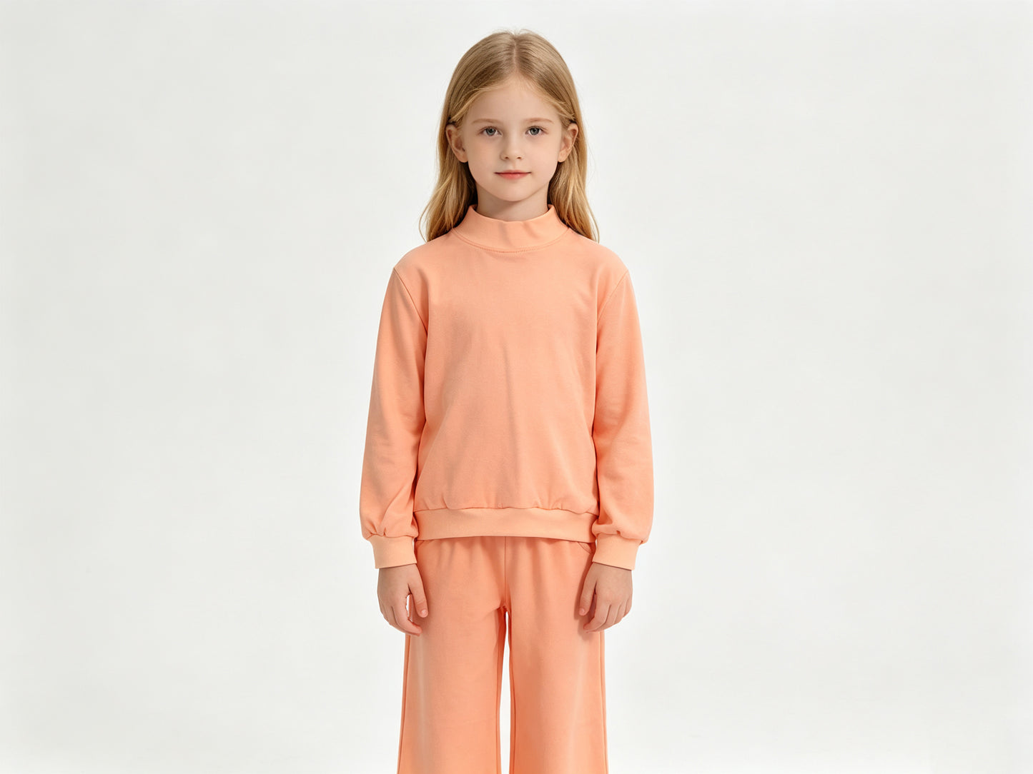 (Sample) No moq cotton GLP3471 Baby Girls Orange Pocket Long Sleeve Top Flare Pants Sleepwear Set