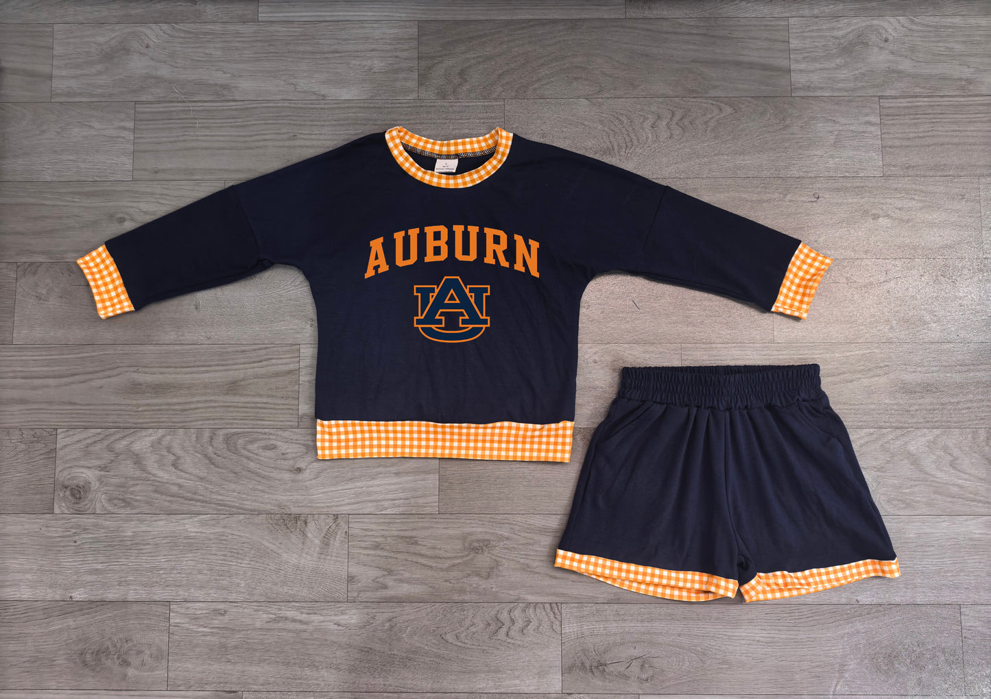 (Sample) No moq Vinyl GLS0162 Baby Boys AU Long Sleeve Top Pockets Short Team Clothes Set