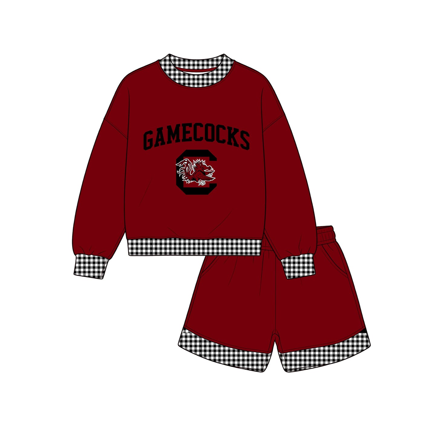 (Preorder new) No moq Adult Women Letter Print Long Sleeve Top Shorts Two Piece Team Clothes Set