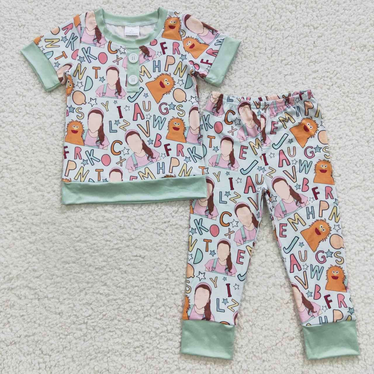 Cute Clothes BSPO0110 baby boys green short-sleeved trousers suit