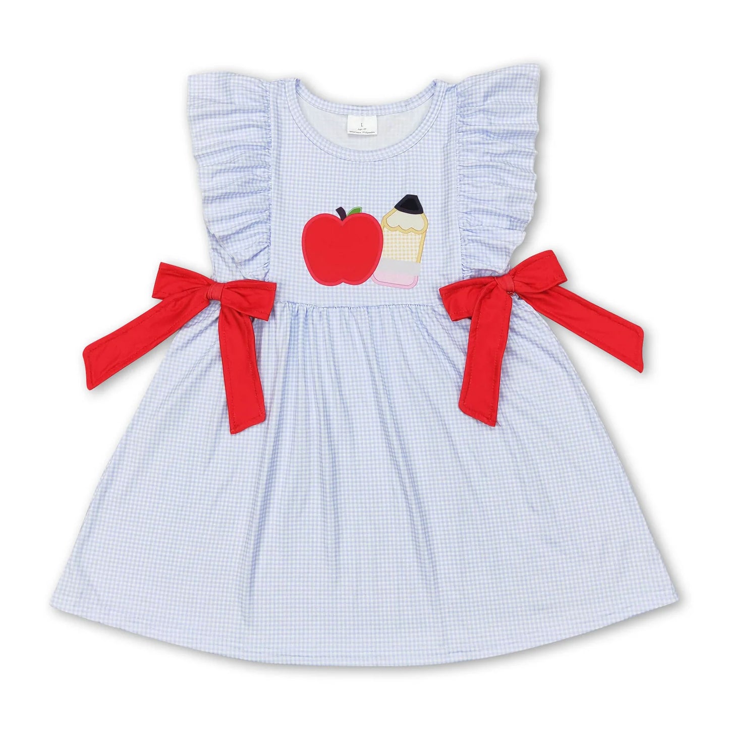 RTS NO MOQ Sibling milk silk Baby Apple Pencil Print Back To School Top Shorts Clothes Sets
