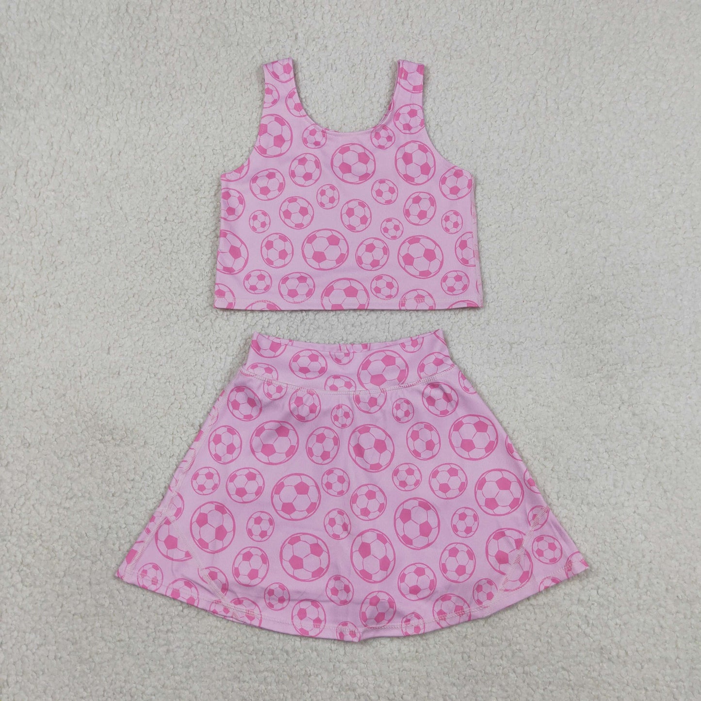 RTS NO MOQ Sibling Baby Girls Football Athletic Active Wear Top Skort Clothes Sets