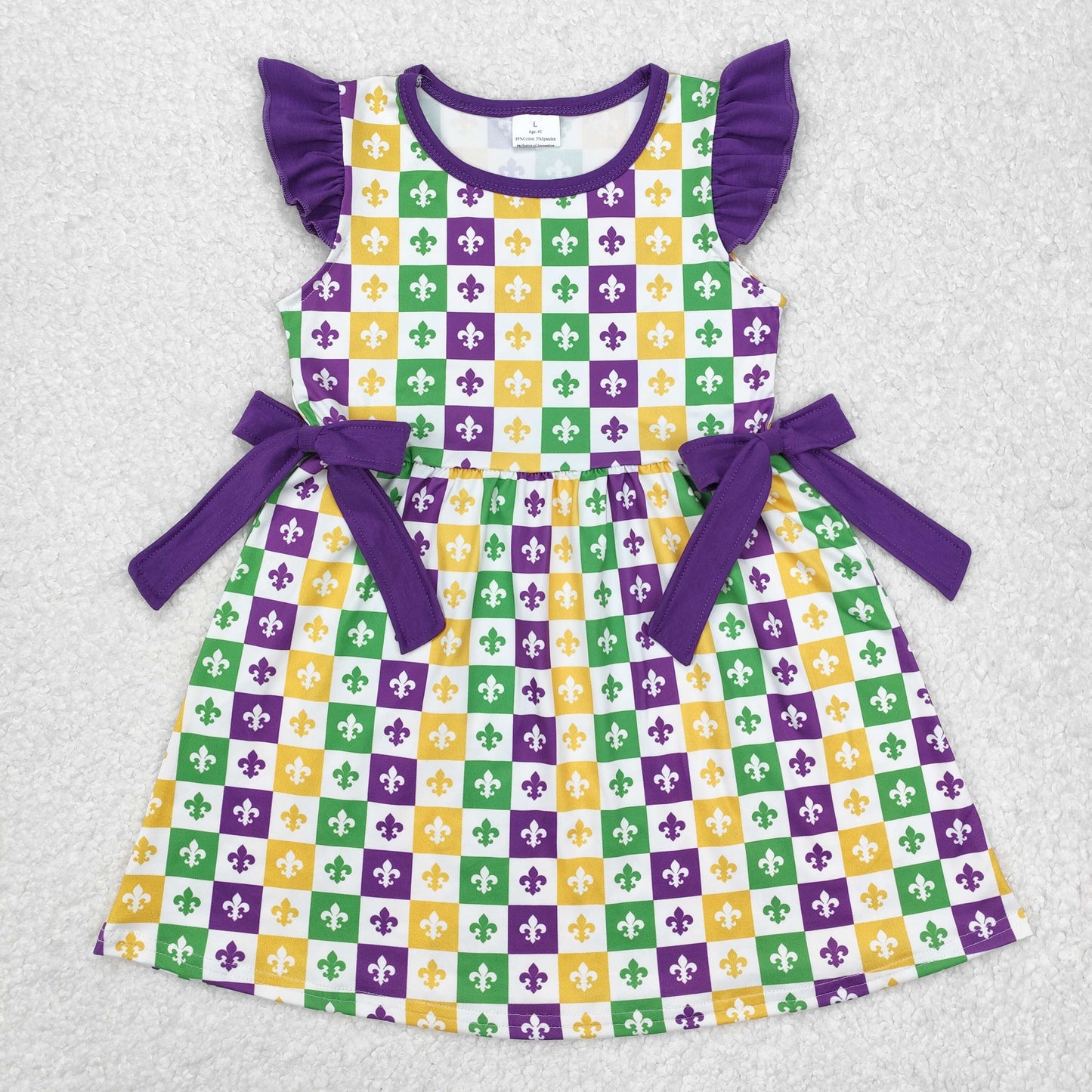RTS baby girls clothes mardi gras Short Sleeve dress rompers