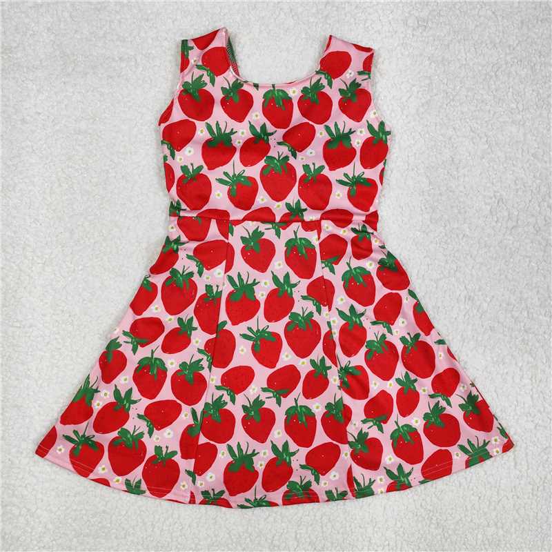 RTS NO MOQ Girls clothes strawberry short sleeve Clothes Sets dress romper