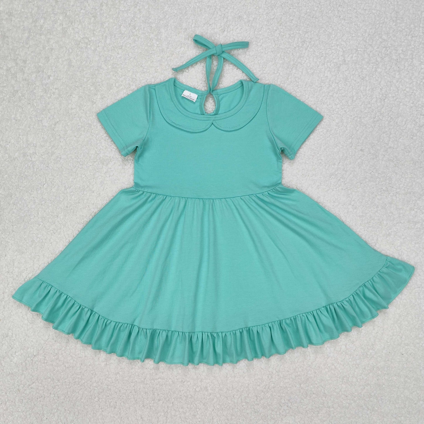 RTS baby girls clothes solid color short Sleeve dress