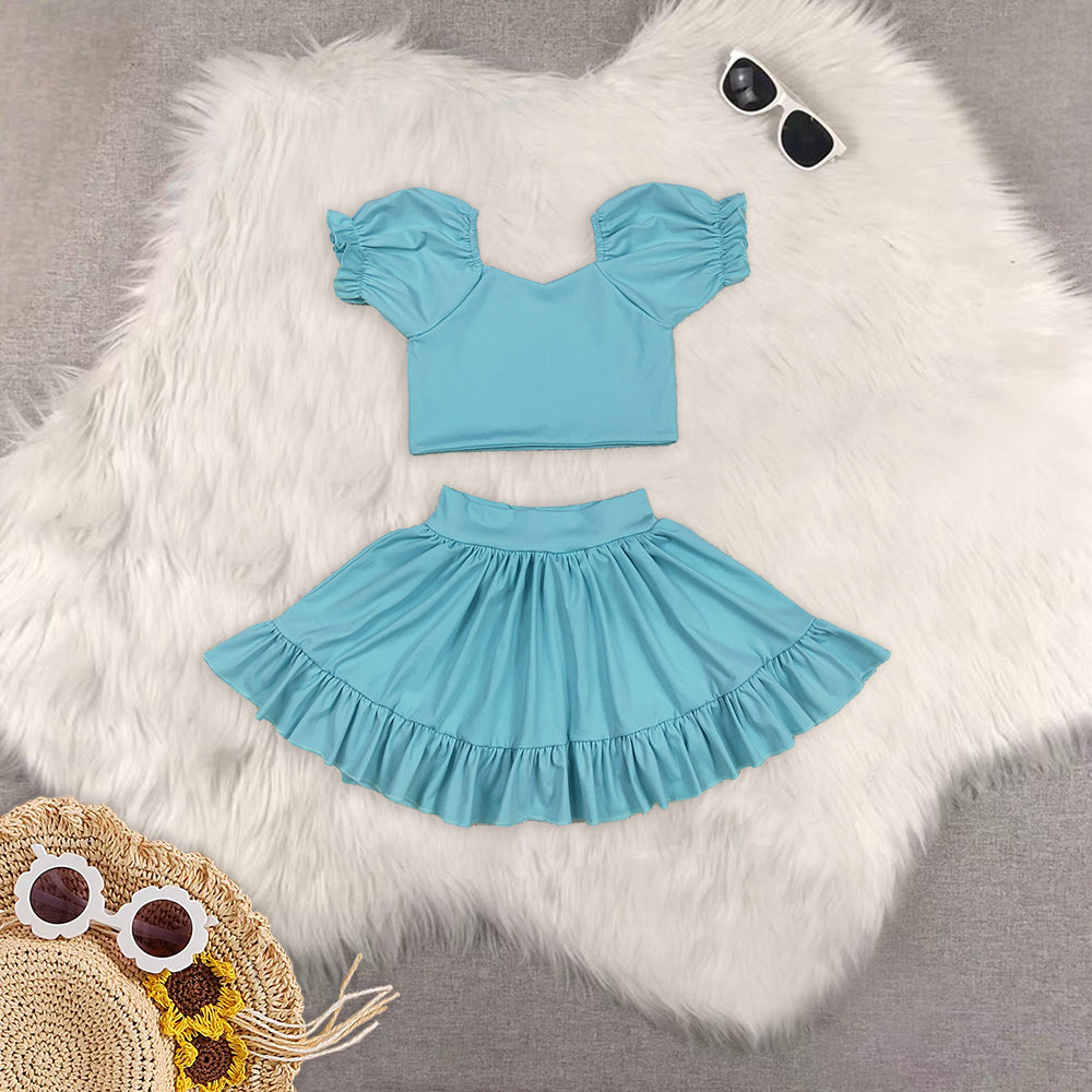 RTS NO MOQ Sibling baby Girls clothes yoga short sleeve Clothes Sets dress