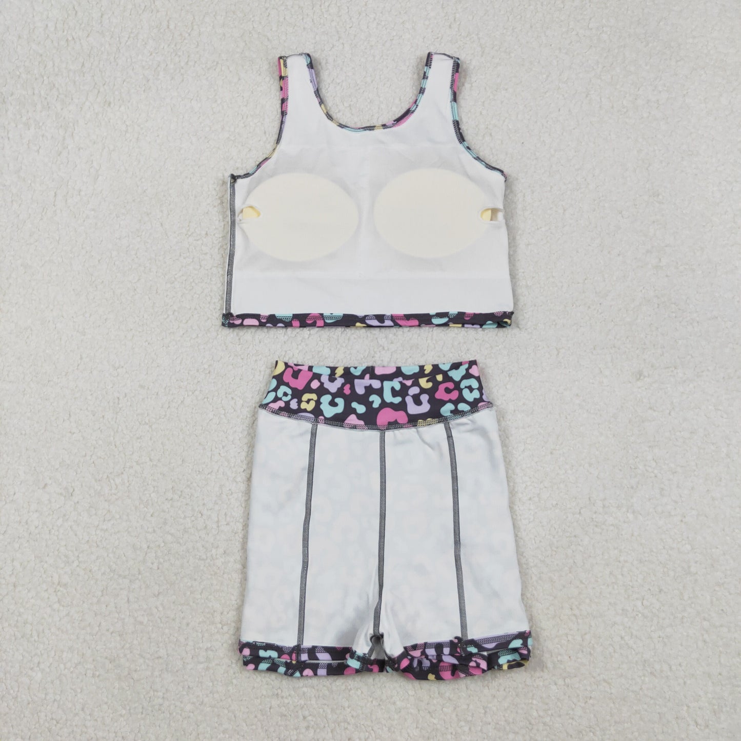 RTS NO MOQ Sibling baby girl clothes yoga leopard short-sleeved skirt sets and dress