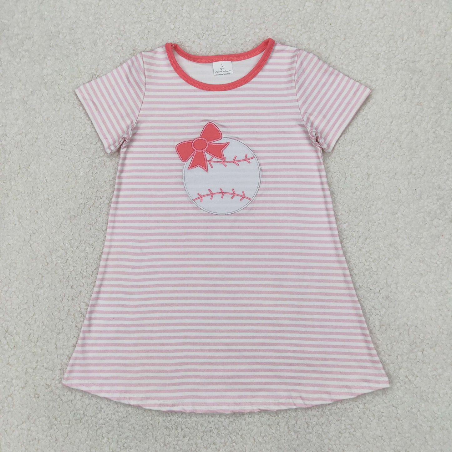 RTS baby girls clothes embroidery baseball short Sleeve dress
